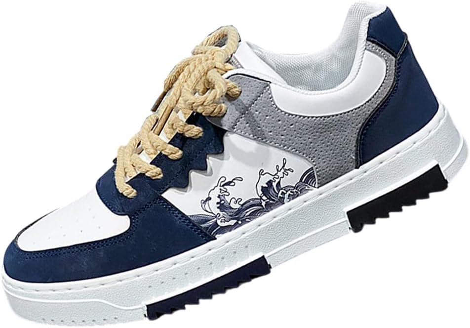 Men's Casual Dress Sneakers Lace Up Casual Low Top Loafers Tennis Skateboard Walking Shoes