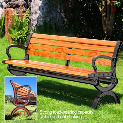 Banco de parque de madera maciza para jardin de 4 plazas con respaldo 4
