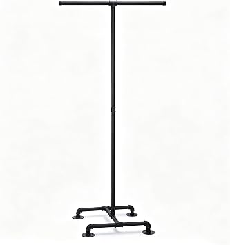 2 Way Rack 62 Height Industrial Pipe Clothing Rack Adjustable Boutique Clothing Stand Heavy Duty with 2 Straight Arms 4 Wheels for Garment Coat Retail Vendor Display Hanging No Wheels
