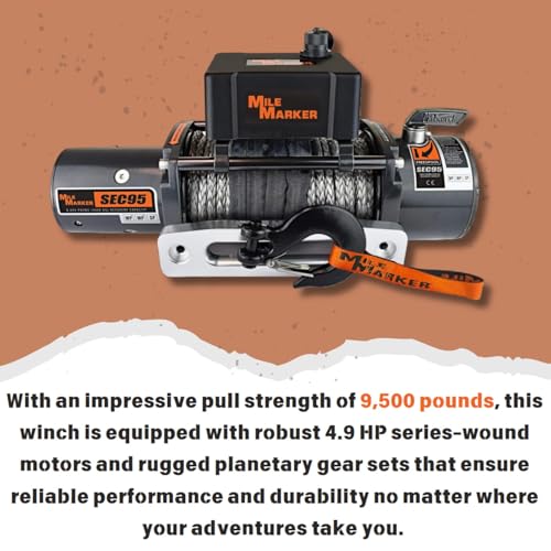 Winch eléctrico Mile Marker 76-53246BW 9500 lb con cuerda sintética miniatura 5