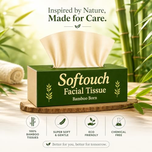 Image of Softouch 2 Ply Face Tissue 100 Pulls Each Box (200 Sheets) Pack Of 6-600 Pulls (1200 Sheets)