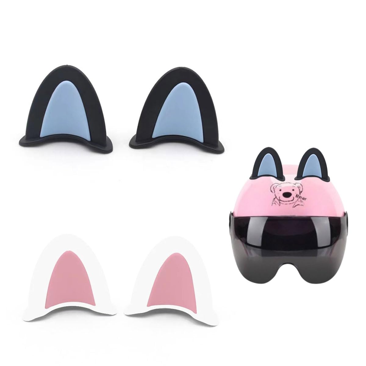 2 Paia Orecchie Da Gatto Per Casco Moto - Decorazione Adesiva Per Elmetti, Corna Divertenti - Foto 9