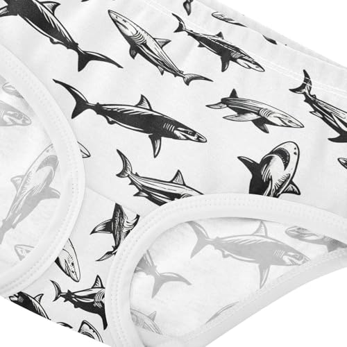 Fish Shark Black and White Toddler Girls's Underwear 2T 23028574