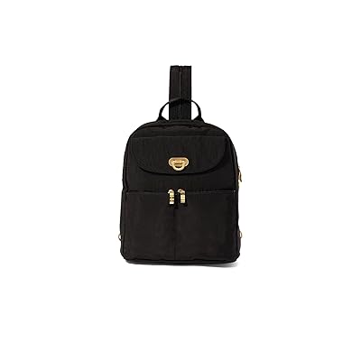 Baggallini Coastal Flip Lock Day Pack Handbags Black with Gold Hardware