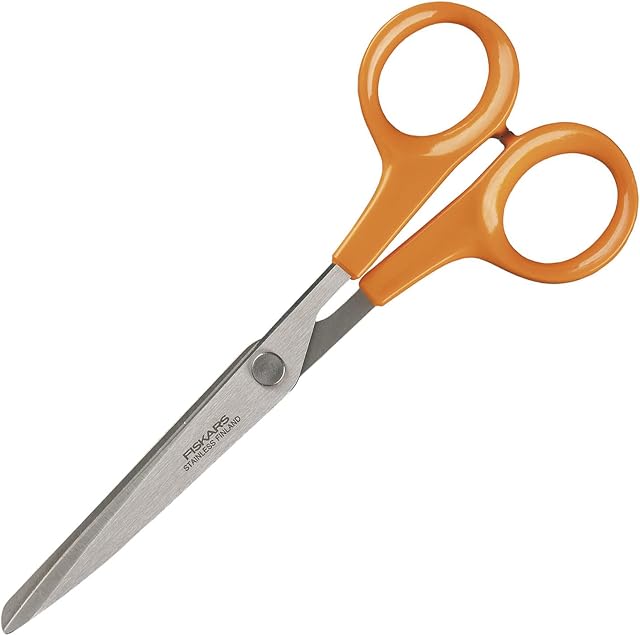 Fiskars Universal Scissors, Length: 17 cm, For Right- and Left-handed Users, Stainless Steel Blade/Plastic Handles, Orange, Classic, 1005150