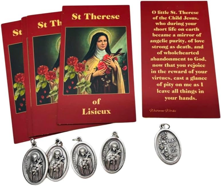 Westmon Works St Therese of Lisieux Medal Bulk Pack Bundle with Saint Prayer Cards, Set of 5 - Image 5