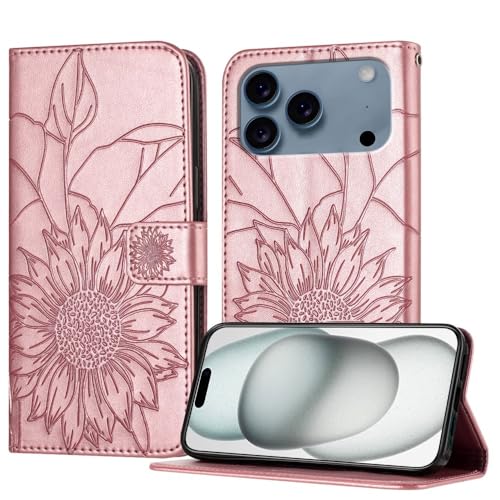 Étui en cuir or rose pour iPhone 12 avec motifs floraux et finitions haute qualité
