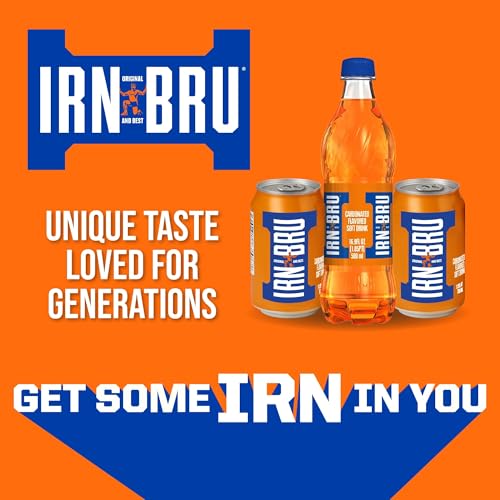 Image of IRN-BRU Original Scottish Sparkling Soda, Citrus Flavored Carbonated Drink - Sparkling Flavored Soft Drink, 32 Flavor Recipe, 16.9 fl oz Bottles, Pack of 12