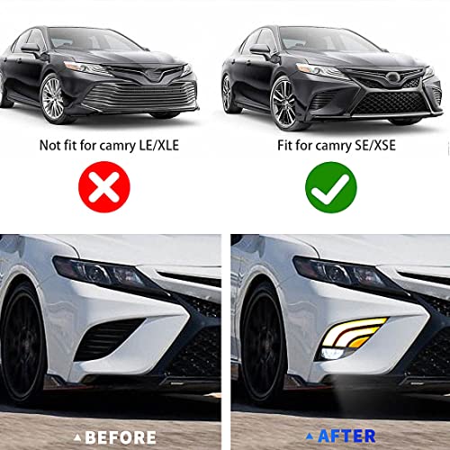 Daytime Running Light For Toyota Camry 2018 2019 2020 Fog Light Replacement Tri-Colors Drl With Led Lamp Bulb For Camry Se Xse Led Daylight With Bezel #TOP4
