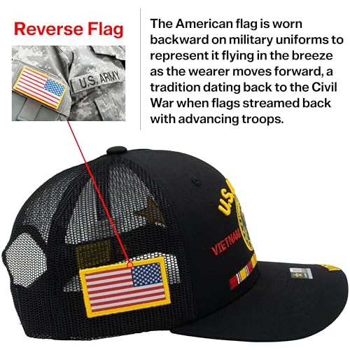 Image of Vietnam Veteran Hat US Army Official Licensed Army Veterans Embroidered Adjustable Military Baseball Cap for Men