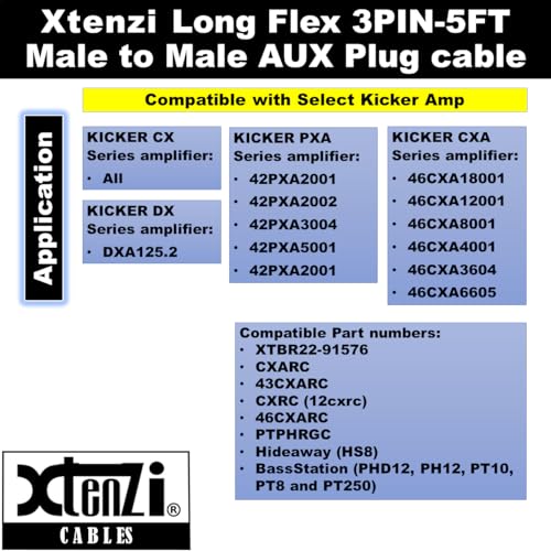 Câble jack 3 broches pour télécommande basse ampli Kicker CX DX PX 1,5m - 7