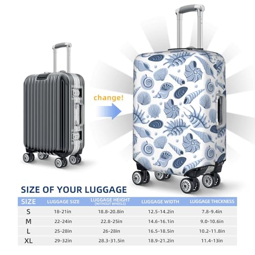 Travel Luggage Cover Protector - Gray Conch Shell Anti-Scratch Suitcase Covers Fits 18-32 Inch Luggage2
