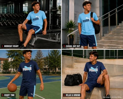 Image of PUMA Boys Active Shorts Set - 3 Piece Performance T-Shirt, Dry Fit Tank Top, and Gym Shorts - Activewear Set for Boys (4-16)
