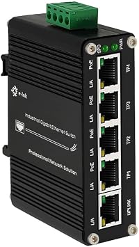 Mini Industrial 5 Ports Gigabit PoE Switch Hardened 5 Port RJ45 10/100/1000Mbps 802.3at Ethernet Switch Din Rail Mount PoE+ Switch -40 to 167 oF 10Gbps Switching Capacity