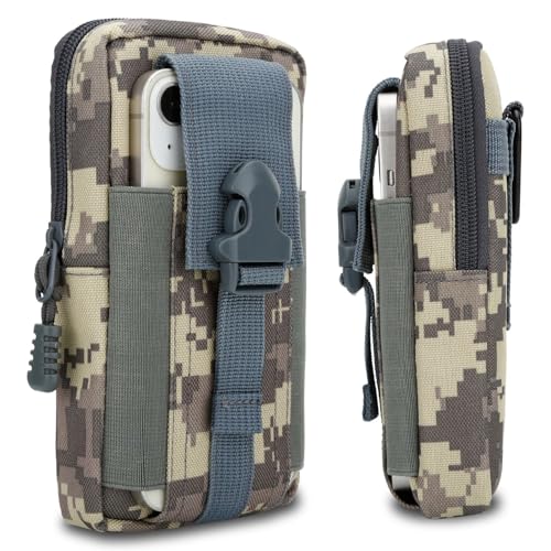 cadorabo Sac Tactique pour téléphone Portable en Camouflage Bleu -Sac Molle-EDC Compatible avec HTC Butterfly S avec bandoulière - Sac Militaire de Ceinture...