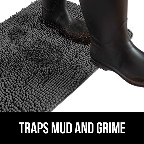 Image of GORILLA GRIP SoakSTOPPER Dog Door Mat, 36x24 Machine Washable Rug Absorbent Doormat Captures Moisture Mud Dirt, Quick Dry Soft Chenille Entryway Rugs Indoor Entrance Mats for Dog Paws, Charcoal