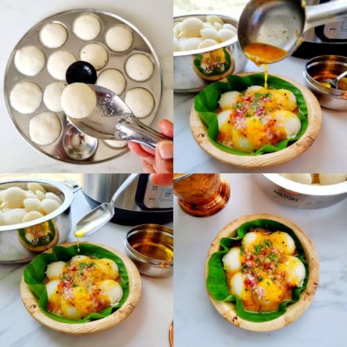 Image of Stainless Steel Mini Idli Plates | Mini Idli Maker With Bakelite Knob (2 Plates, 36 Idlies)