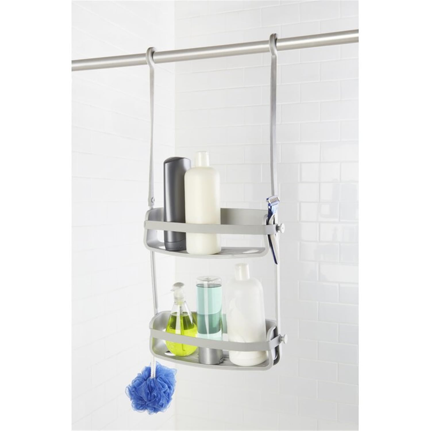 Shower Caddy Organizer for Bathroom - Adjustable Storage Shelf with Hooks