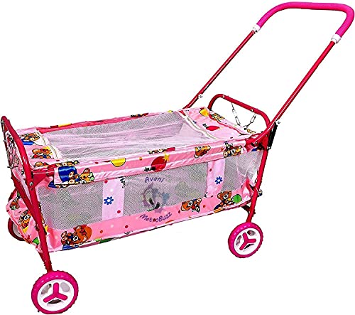 Image of AVANI METROBUZZ Lightweight and Transportable Baby Cradle Cot Cum Stroller (Color - Eva Pink)