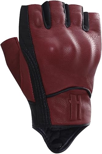 Miniatura 10 de Harssidanzar Guantes de motocicleta sin dedos, para hombre, guantes de conducción de cuero con nudillo de mano GM037