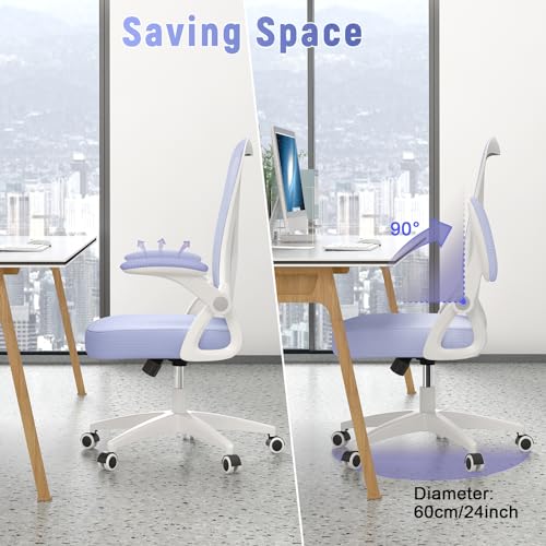 Image of naspaluro Home Office Desk Chair Mid Back with Adjustable Height Purple