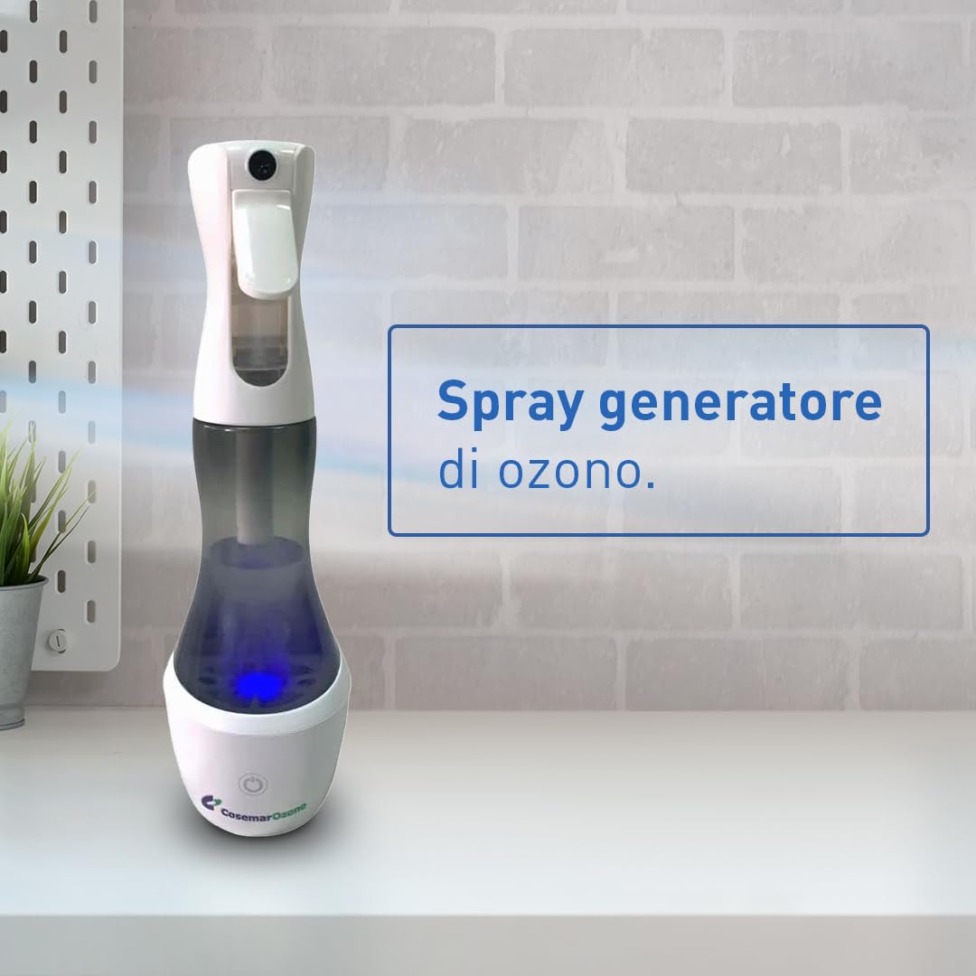Ozono Home - Spray Generatore di ozono - Pulisce e Disinfetta Superfici - Rimuove odori, virus, batteri e funghi - Leggero e portatile - per uso domestico