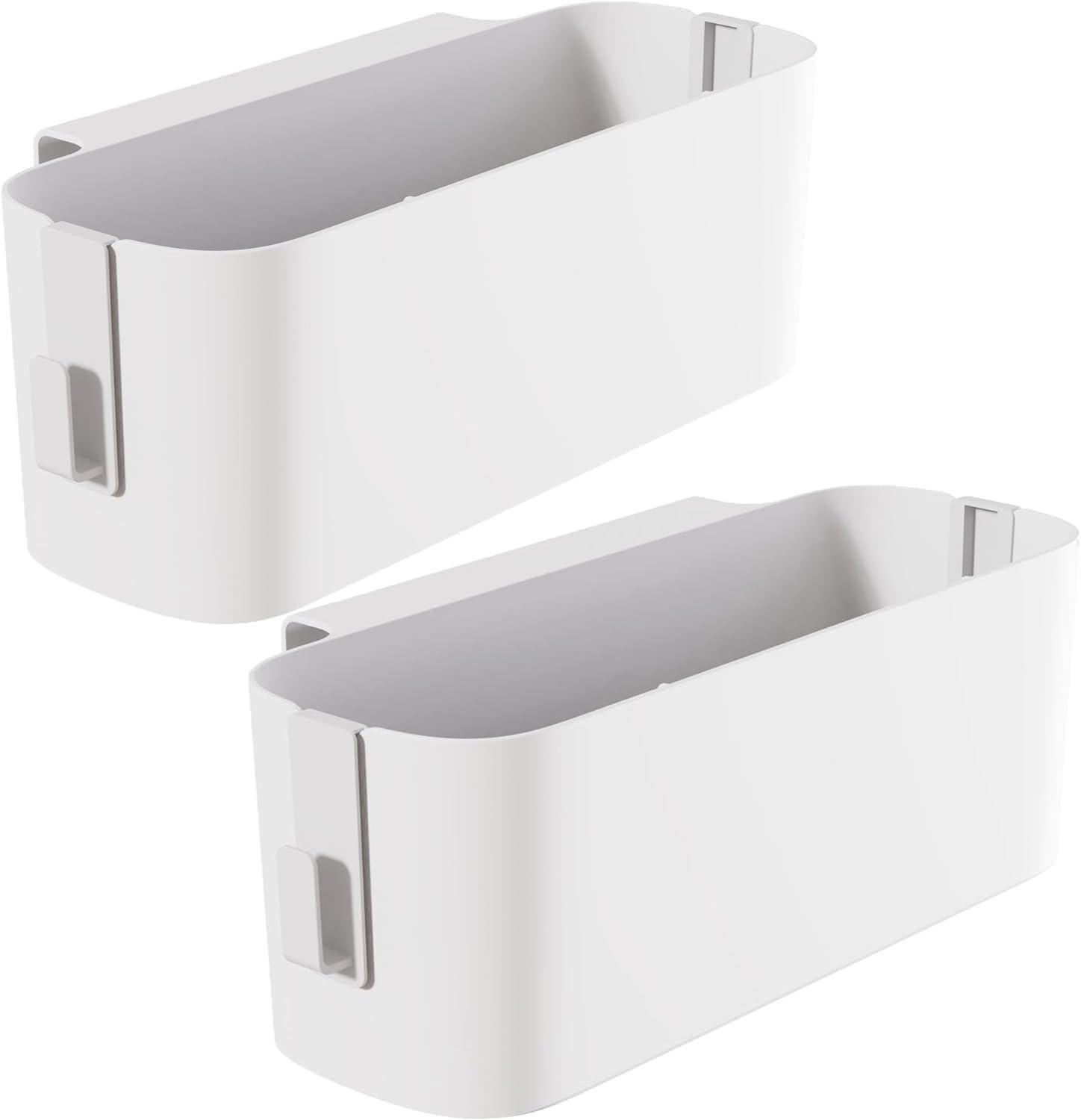 2 cesti da appendere con 2 ganci rimovibili, robusti comodini caddy, dormitorio, per famiglia, ufficio, bianco