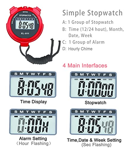 Image of Stop Watches, BESTWYA Stopwatches for Coaches (B, Pack of 12) | Large LCD Screen Handheld Count Up Stopwatch with Time Calendar Clock for Coaches, Kids' Training, Swimming, Running, Sport
