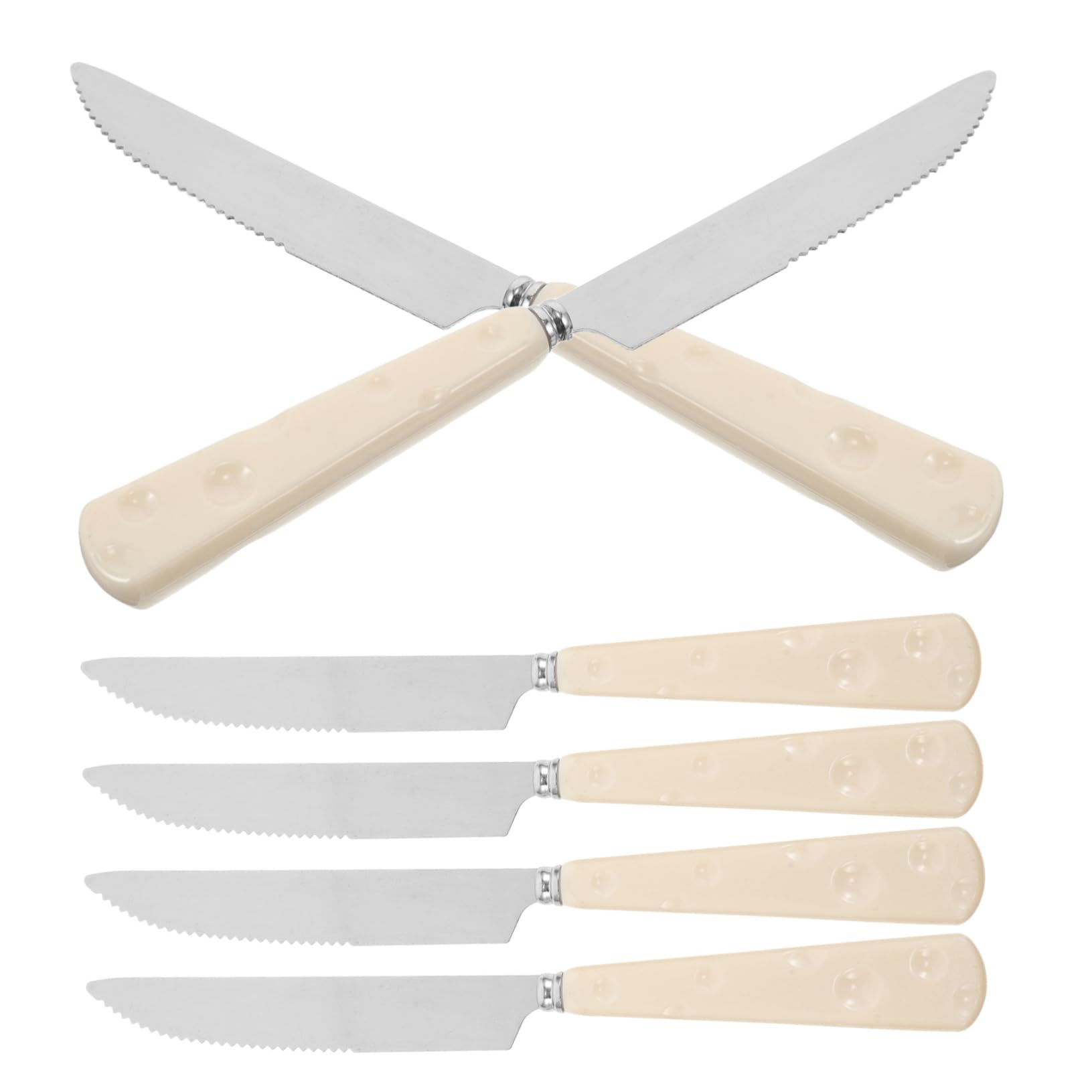 Cabilock 6Pcs Stainless Steel Cheese Knife Comfortable Grip Butter Spreader Jam Spreader for Effortless Slicing Charming Design for Kitchen Decor