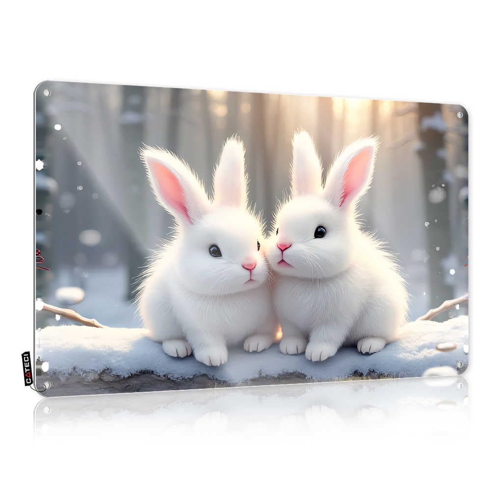 Toolbox Stickers & Stickers, Two Adorable White Rabbits in Winter Wonderland, Funny Car Stickers (20x30cm)