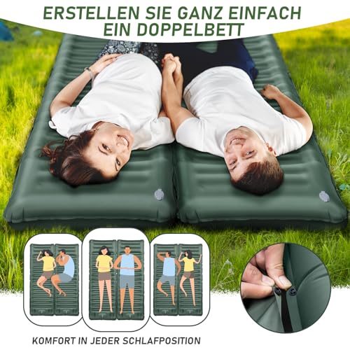 JEMULICE Isomatte Camping, 12CM Verdicktes Aufblasbare Matratze Kleines Packmaß mit Fußpresspumpe, Ultraleicht Wasserdicht Luftmatratze Outdoor, Anti-Ripstop Schlafmatte für Wandern und Strand