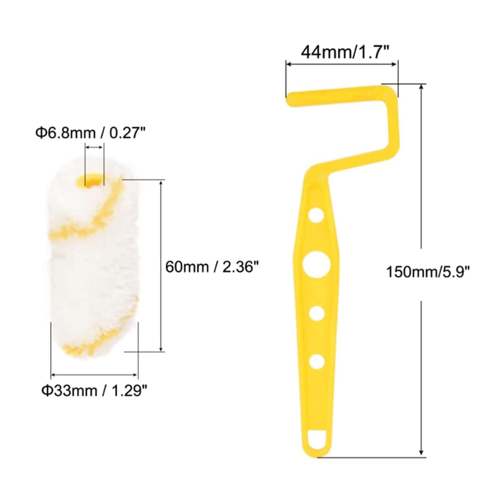 POCHY Rodillo de Pintura Paquete de 7 Rodillos de Pintura, Juego de 5 Rodillos acrílicos con Marco de Rodillo de Mango Largo para Pintar casa, Herramientas de Techo DIY cómodo