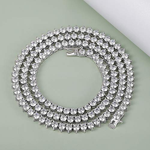 MDFUN Tennis Chain Necklace for Women and Girls 18k White Gold Plated Round Cubic Zirconia Cut Necklaces 24inch 4mm CZ - Image 5
