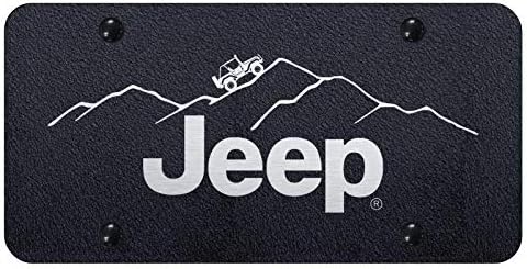 Jeep Mountain Laser Etched Rugged Black License Plate Official Licensed