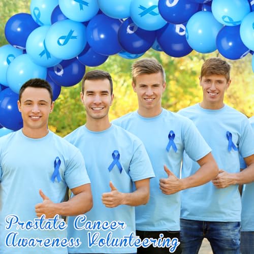 Image of Hungdao 100 Pcs Blue Cancer Awareness Ribbon Balloons Colon Rectal Prostate Cancer Balloons Arch for Ribbon Party Decorations Child Abuse Prevention Awareness Supplies(Blue)