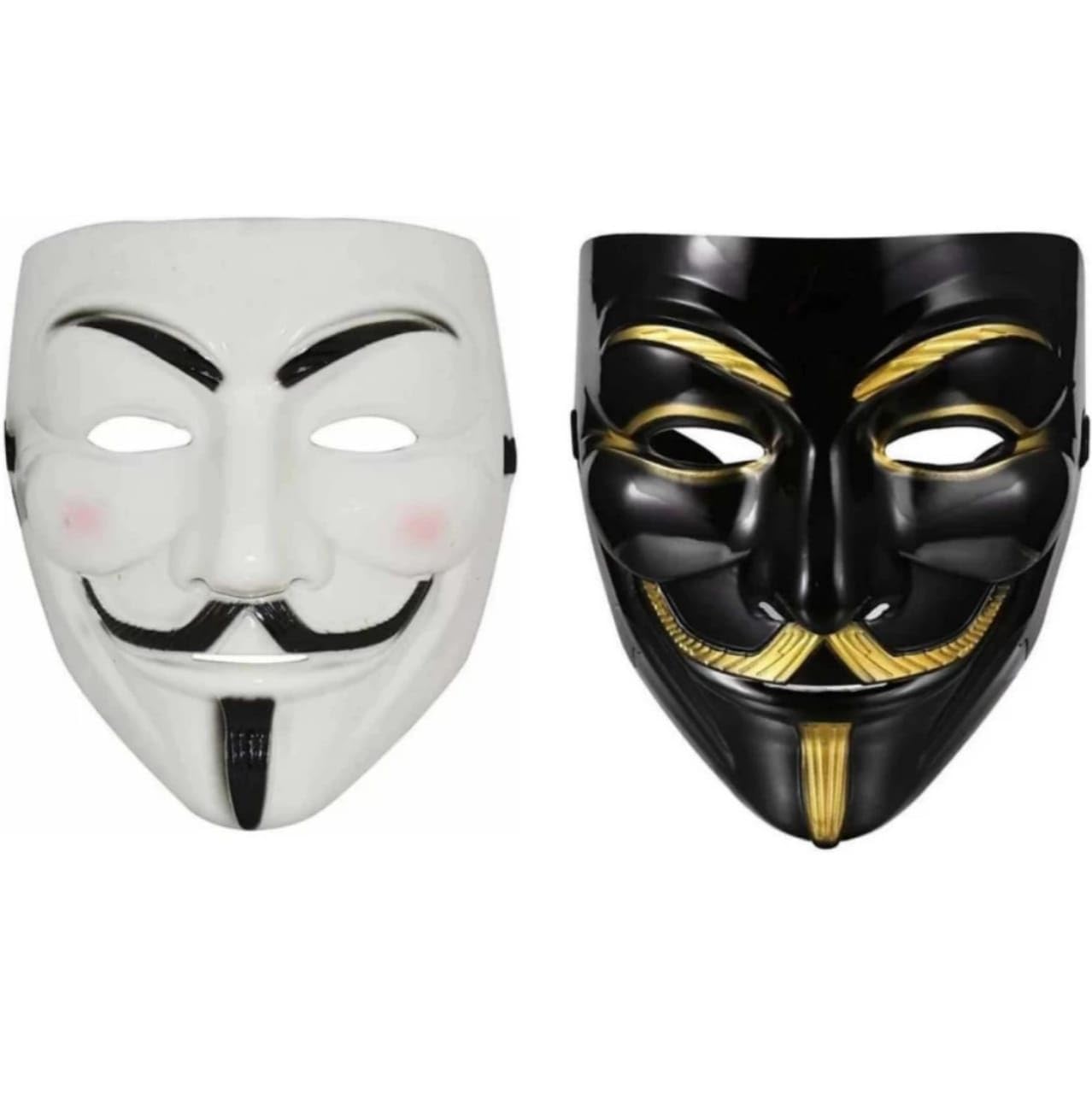 White and Black Comic Plastic Face Mask, Anonymos Mask for Kids & Adults, Halloween Costume Cosplay Party Mask,Hacker Mask best return gift for kids birthday party (Black & White 2 pieces) (B0CV277MS4) Amazon Price History, Amazon Price Tracker