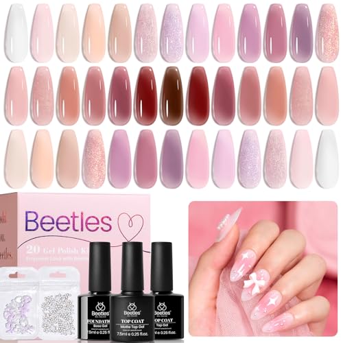 Image of Beetles Jelly Gel Nail Polish Set, 20 Colors Nude Pink Gel Nail Kit