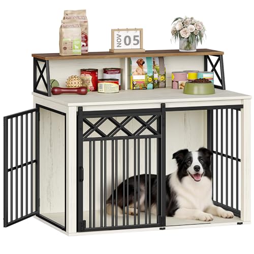 Hzuaneri Wooden Dog Crate with Storage and Doors