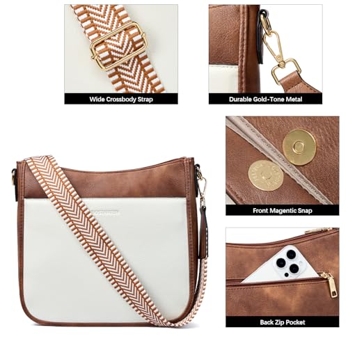 Image of BOSTANTEN Crossbody Bags for Women Trendy Vegan Leather Hobo Purses Shoulder Handbags Wide Shoulder Strap