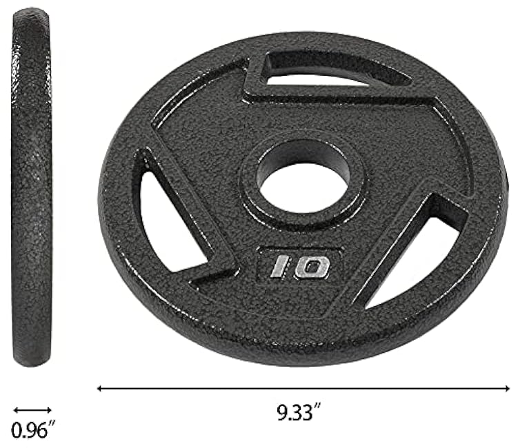 Signature Fitness Cast Iron Plate Weight Plate for Strength Training and Weightlifting, 2-Inch Center (Olympic), 10LB (Set of 2)