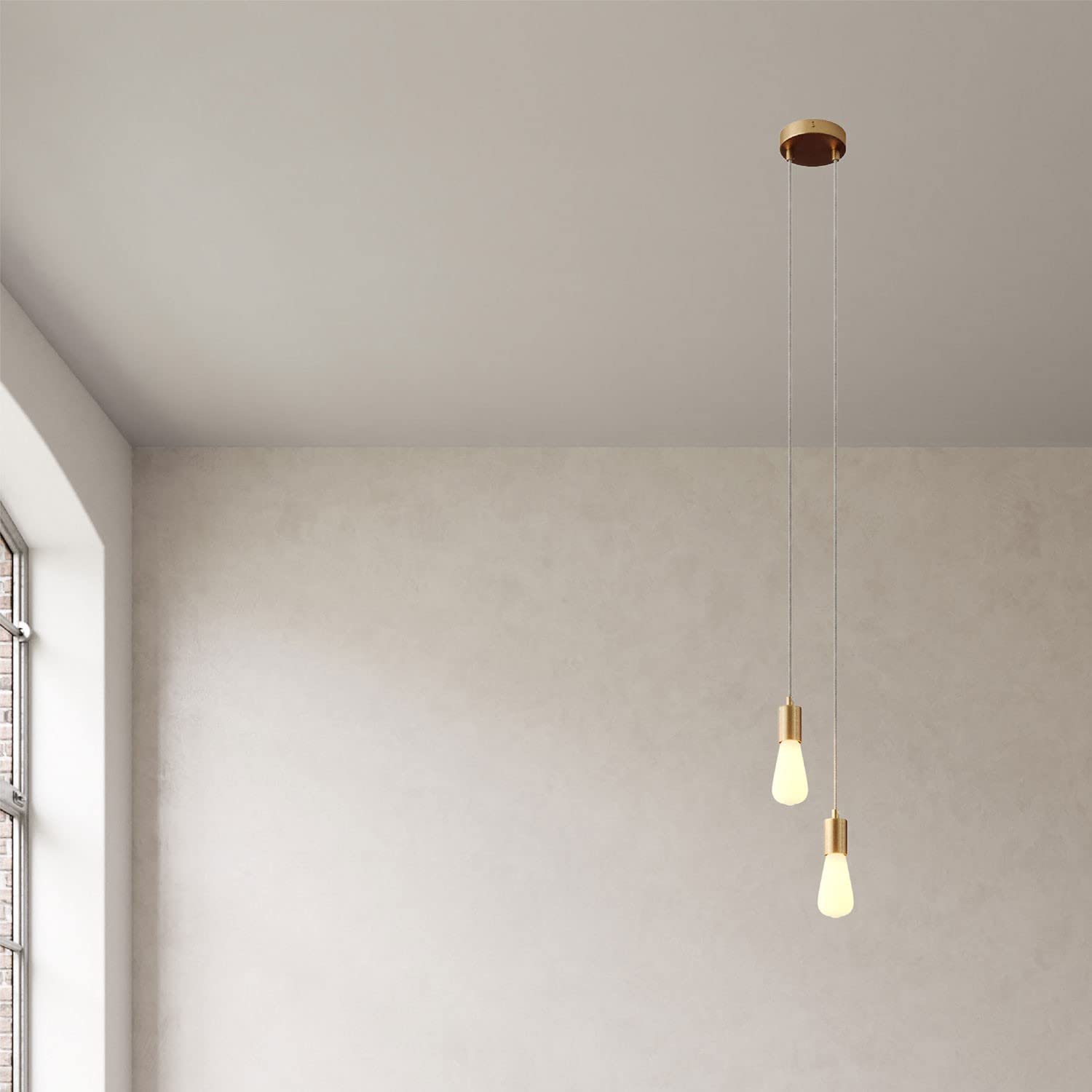 creative cables - Pendelleuchte mit Mehrfachaufhängung mit 2 Ausgängen, komplett mit Textilkabel und Metall-Zubehör - DIY-KIT, Ohne Glühbirne, Bronze satiniert