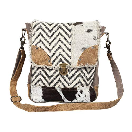 Myra Bag Rug & Patches Upcycled Canvas & Cowhide Shoulder Bag S-1370 #TOP8