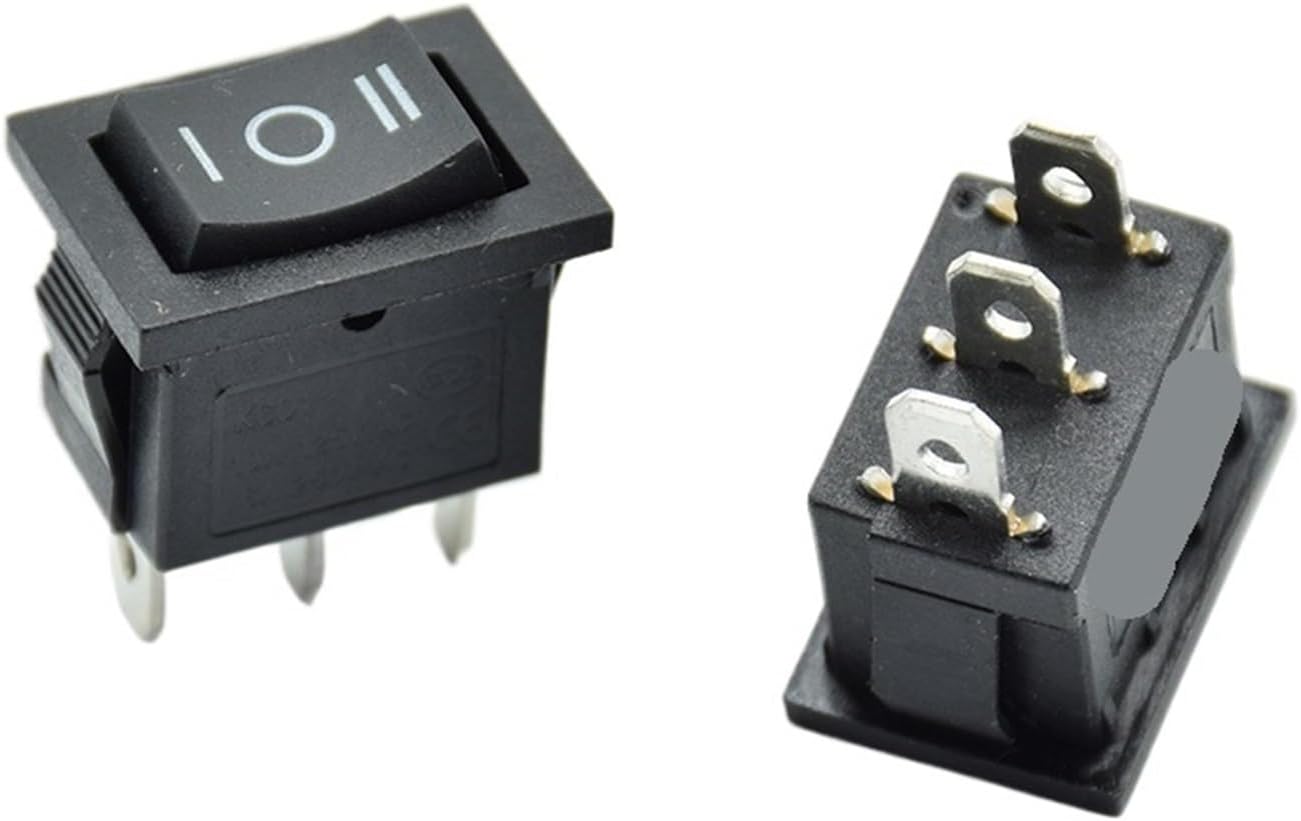 5個 21*15*21mm ブラック AC 6A/250V 10A/125V 3ピン ボート型