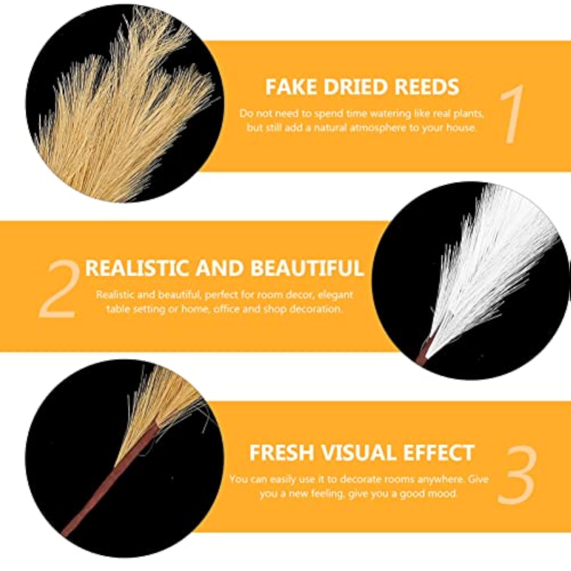 6Pcs Artificial Reeds Stem Pampas Grass for Wedding Decor