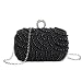 Chichitop Womens Luxury Special Crystals Beaded Pearl Evening Clutch Bag,Black