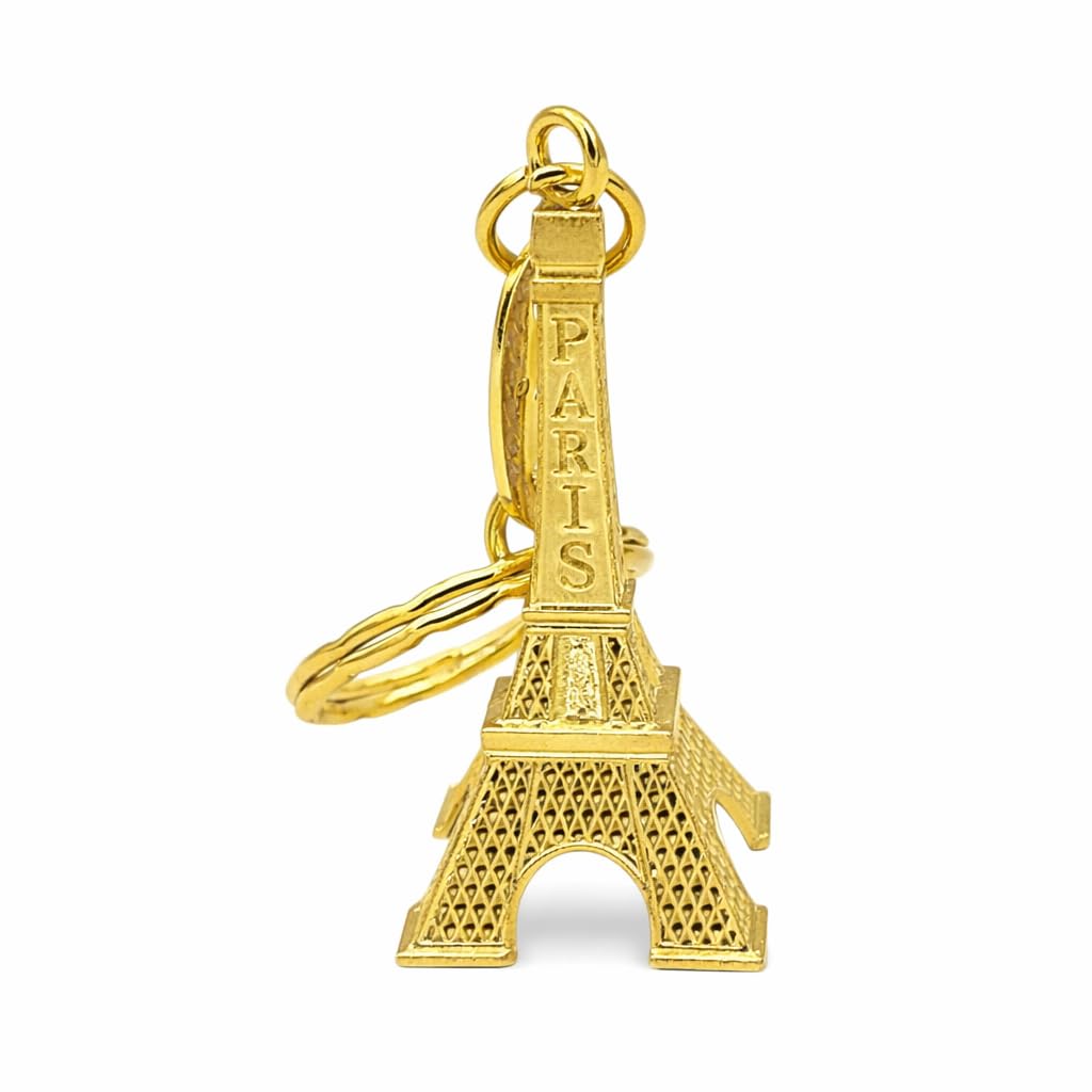 Promotech Gold Eiffel Tower Keyring - Elegant Paris Souvenir Keyring for Travellers and Gifts, gold, W2L6