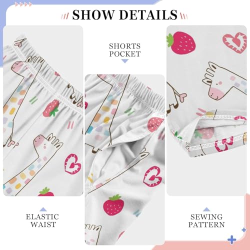 ZZXXB Giraffe Strawberry Boys Long Pants Soft Trousers Elastic Waist Kids Lounge Bottoms with Pockets S-XL4