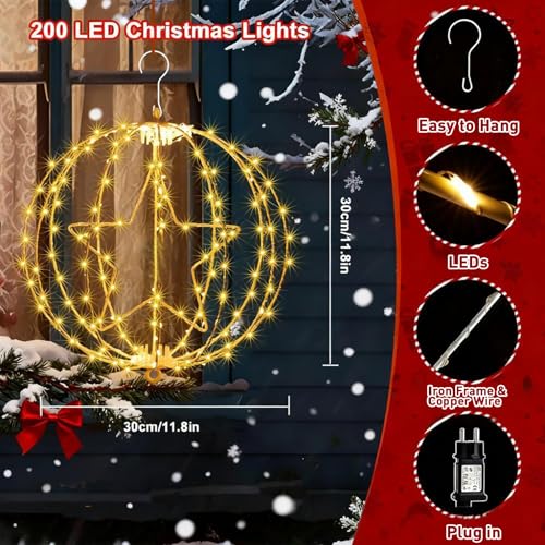 Étoile Lumineuse Noël 30CM avec Minuterie Intégrée et 8 Modes d'Éclairage - 2