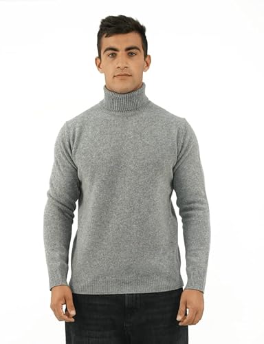 BRUNELLA GORI Rollkragen Strickpullover für Herren - Herbst/Winter - 100% extrafeine Merinowolle - Made in Italy - Grau, XXL Cover