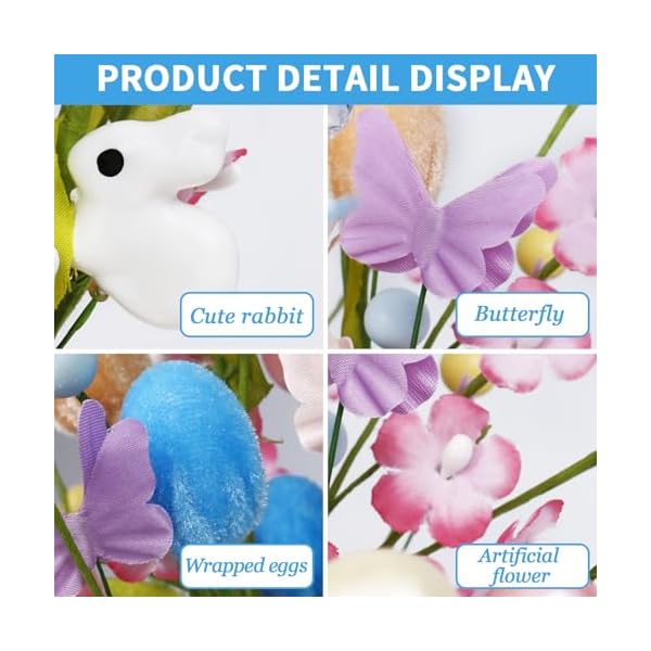 Easter decorations 5pcs artificial spring easter egg berry stems branch picks decor with bunny ornaments for home indoor party farmhouse table centerpiece vase filler decor  urban country home decor
